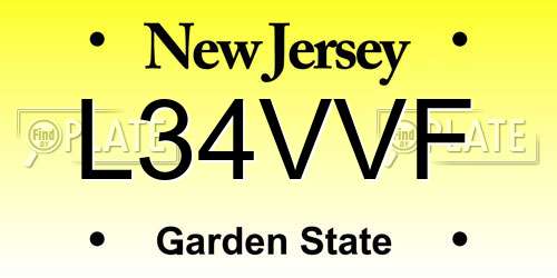 L34VVF New Jersey License Plate