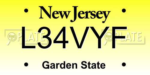 L34VYF New Jersey License Plate