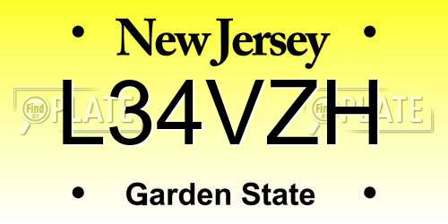 L34VZH New Jersey License Plate