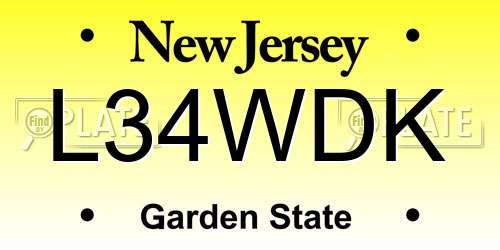 L34WDK New Jersey License Plate