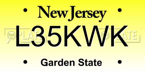 L35KWK New Jersey License Plate
