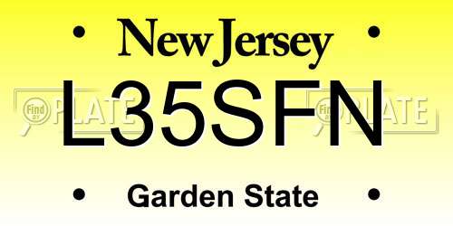 L35SFN New Jersey License Plate