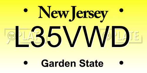L35VWD New Jersey License Plate