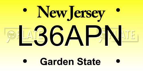 L36APN New Jersey License Plate