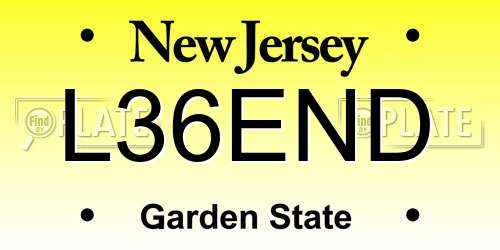 L36END New Jersey License Plate