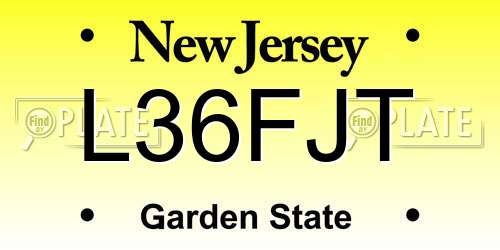 L36FJT New Jersey License Plate