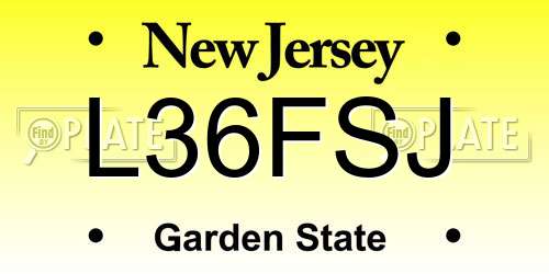 L36FSJ New Jersey License Plate