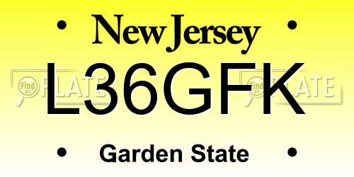 L36GFK New Jersey License Plate