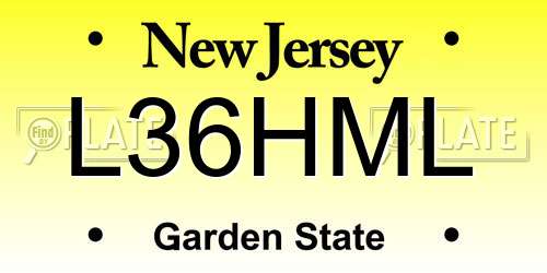 L36HML New Jersey License Plate