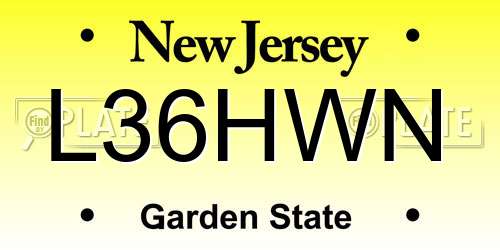 L36HWN New Jersey License Plate