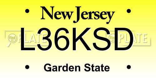 L36KSD New Jersey License Plate