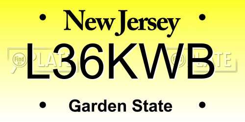 L36KWB New Jersey License Plate