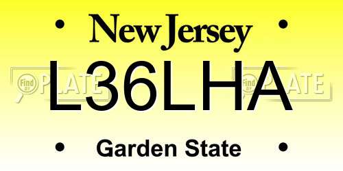L36LHA New Jersey License Plate