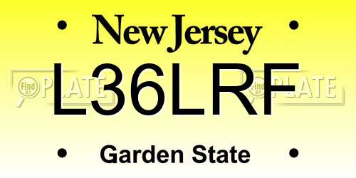 L36LRF New Jersey License Plate