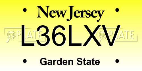 L36LXV New Jersey License Plate
