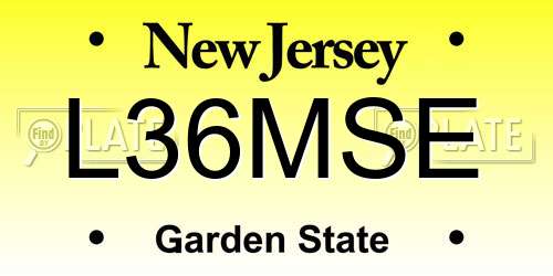 L36MSE New Jersey License Plate