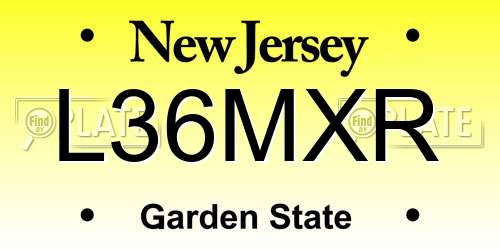 L36MXR New Jersey License Plate