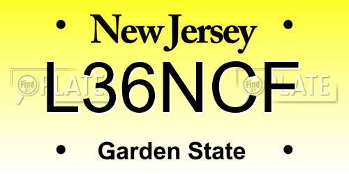 L36NCF New Jersey License Plate