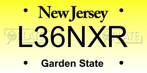 L36NXR New Jersey License Plate