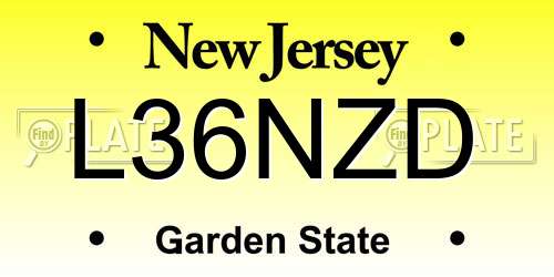 L36NZD New Jersey License Plate