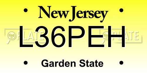 L36PEH New Jersey License Plate