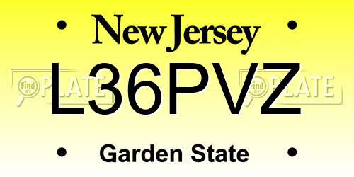 L36PVZ New Jersey License Plate