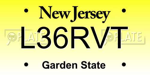 L36RVT New Jersey License Plate