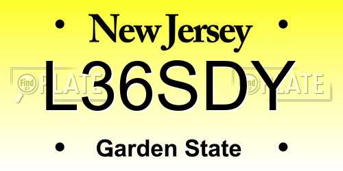 L36SDY New Jersey License Plate