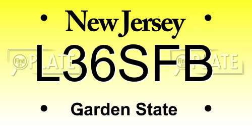 L36SFB New Jersey License Plate