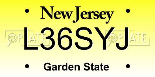 L36SYJ New Jersey License Plate