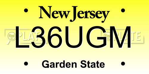 L36UGM New Jersey License Plate