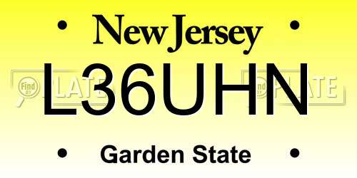L36UHN New Jersey License Plate
