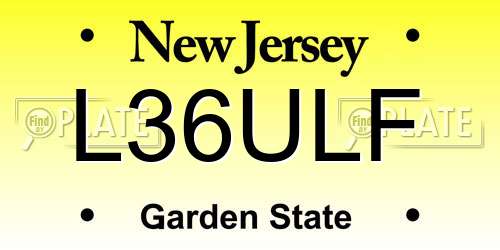 L36ULF New Jersey License Plate