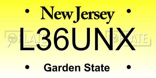 L36UNX New Jersey License Plate