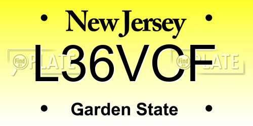 L36VCF New Jersey License Plate
