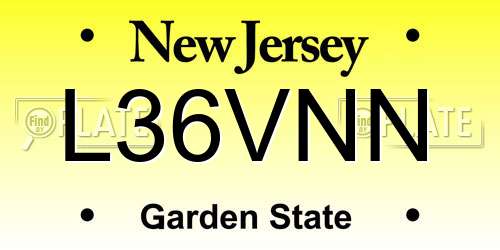 L36VNN New Jersey License Plate