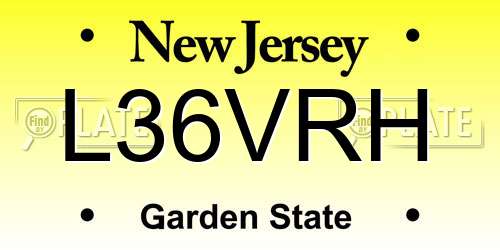 L36VRH New Jersey License Plate