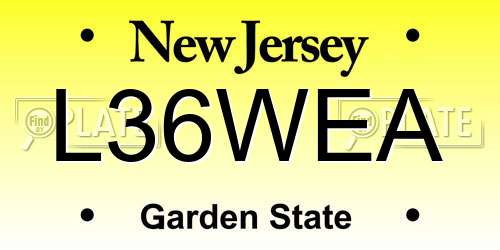 L36WEA New Jersey License Plate