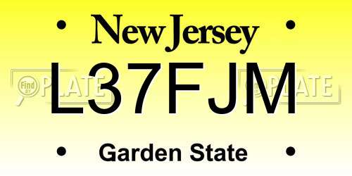 L37FJM New Jersey License Plate