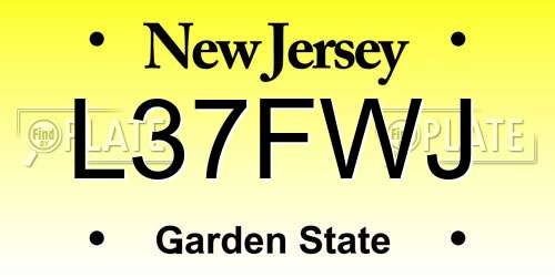 L37FWJ New Jersey License Plate