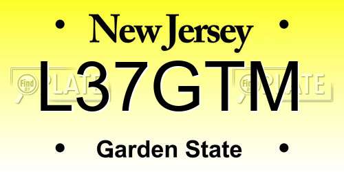 L37GTM New Jersey License Plate