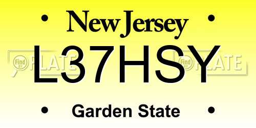 L37HSY New Jersey License Plate