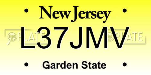 L37JMV New Jersey License Plate