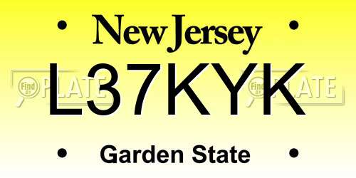 L37KYK New Jersey License Plate