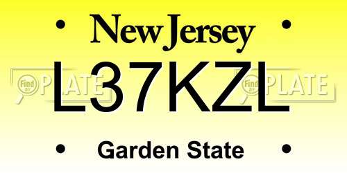 L37KZL New Jersey License Plate