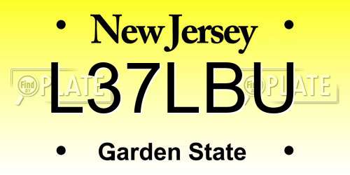L37LBU New Jersey License Plate