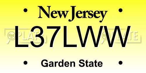 L37LWW New Jersey License Plate