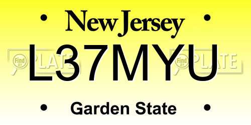 L37MYU New Jersey License Plate
