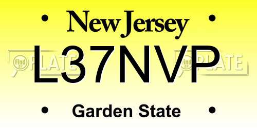 L37NVP New Jersey License Plate