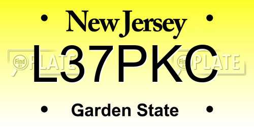 L37PKC New Jersey License Plate